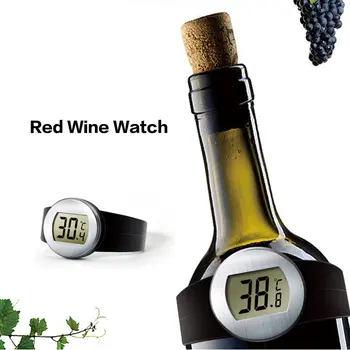 Izle Şarap Yaka Termometre Bar İçecek Aracı Akıllı şarap şişesi Yapış Termometre lcd ekran Klip Şampanya Bira TM-5
