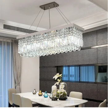 Işık lüks LED kristal tavan ışık oturma odası yemek odası dikdörtgen basit modern yaratıcı ev mutfak bar avize
