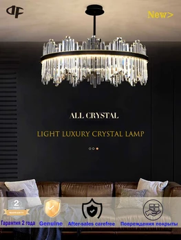 Işık lüks stil kristal avize oturma odası Led kristal kolye lamba yemek odası yatak odası siyah avize tavana monte