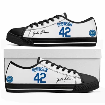 jackie robınson Beyzbol NO 42 Düşük Üst Sneakers Mens Womens Genç Yüksek Kaliteli Kanvas Sneaker rahat ayakkabılar Özel Ayakkabı