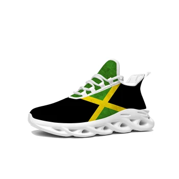 Jamaika Bayrağı Flats Sneakers Mens Womens Spor Jamaika Ayakkabı Yüksek Kalite Sneaker Lace Up Mesh Ayakkabı Tailor-made Ayakkabı Beyaz