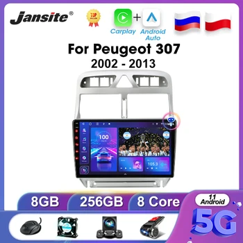 Jansite 2 Din Android 11 Araba Radyo Peugeot 307 2002-2013 İçin Multimidia Video Oynatıcı Stereo Ana Ünite Carplay Otomatik Bluetooth Wifi