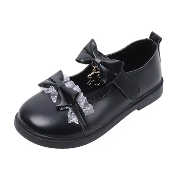 Japon Lolita Pompaları Düşük Topuklu JK Üniforma Küçük deri ayakkabı Yuvarlak başlı Kız çocuk ayakkabıları