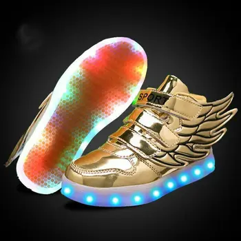 JawayKids Çocuk Parlayan Ayakkabı kanatları ile Erkek ve Kız için LED Sneakers kürk Ayakkabı eğlence için USB Şarj Edilebilir Ayakkabı