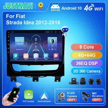JUSTNAVI QT5 Akıllı IPS 4G 64G Araba Navigator Fıat Strada Idea 2012 - 2016 İçin CarPlay WİFİ BT Android 10.0 1280 * 720P AHD Kaydedici