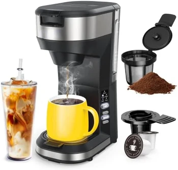K Fincan ve Öğütülmüş Kahve için Buzlu Kahve Makinesi, 4-5 Fincan Kahve Makinesi ve Tek Servisli Bira Makineleri, 30 Oz Çıkarılabilir Su ile Yeniden