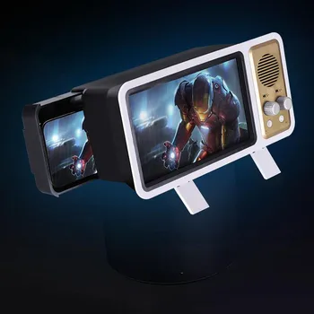 Kablosuz bluetooth hoparlör 3D Büyüteç USB Doğrudan Şarj Stereo Göz Koruması Video Oynatıcı Büyüteç 3 in 1 Amplifikatör Standı