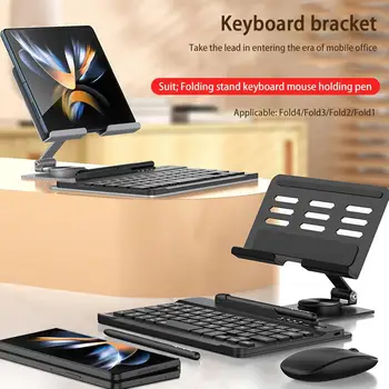 Kablosuz Klavye Fare Katlanır Teleskopik Braketi Samsung Galaxy Z Kat 4 Tab iPad Tablet için Bluetooth uyumlu Klavye