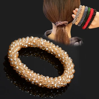 Kadın Kızlar Zarif Kristal Elastik saç bantları Tatlı saç süsü Kafa Bandı Scrunchie moda saç aksesuarları At Kuyruğu Tutucu