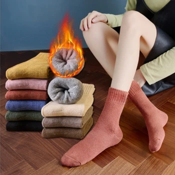 Kadın Kış Çorap Pamuk Kalınlaşmak Rahat Orta buzağı Sıcak Kat Çorap Calcetines Mujer Termal Çorap Kadın Nefes