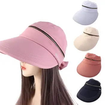 Kadın Moda Büyük Ağız Boş Üst Seyahat Döngüsü Düz Renk Balıkçı Şapka Kova Şapka Çıkarılabilir güneş şapkası Kadın Kap