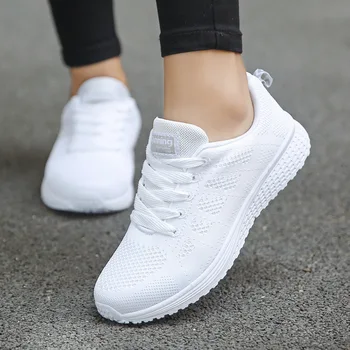 Kadın rahat ayakkabılar Moda Nefes Yürüyüş Örgü düz ayakkabı Kadın Beyaz Ayakkabı Kadın 2022 Tenis Feminino kadın ayakkabısı