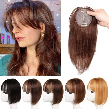 Kadın saç aksesuarları %100 insan saçı üst saç tokası ve patlama peruk parçası seyrek saçlar için