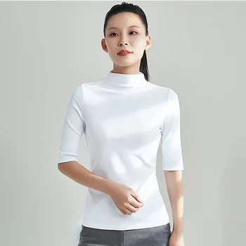 Kadın Tişörtü Kısa Kollu T-Shirt Kadın Balıkçı Yaka Kadın Giysileri Düz Renk T shirt Kadın Pamuk Tee Kadın giysileri