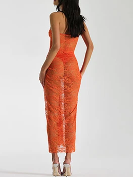 Kadın Y2K Yaz Çiçek Dantel Straplez Elbise tam örgü Yerleşimi ve Kolsuz Tasarım Ön Büküm Midi Elbise