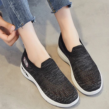 Kadın yürüyüş ayakkabısı Moda Çorap Sneakers Nefes Rahat Hemşirelik Ayakkabı Rahat Platformu Loafer'lar Kaymaz