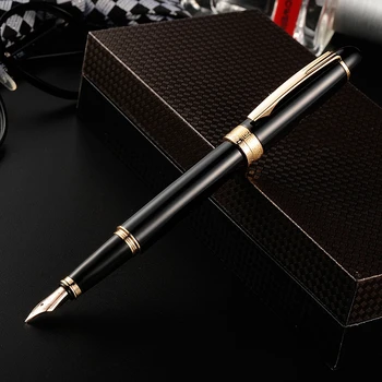 KAHRAMAN H708 siyah dolma kalem Retro Mürekkep Kalem Finans 10k altın uçlu İnce 0.5 mm İş Ofis Okul Malzemeleri Kırtasiye