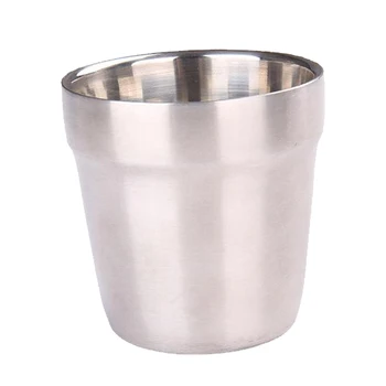 Kamp Fincan Mini Çift Katmanlı Kahve çay bardağı Metal Mutfak içme kupaları su kupası Açık Piknik Parti için