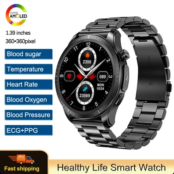 Kan Şekeri İzleme akıllı saat Erkekler EKG + PPG Kan Basıncı Termometre IP68 Su Geçirmez Sağlık Dedektörü Kadın smartwatch
