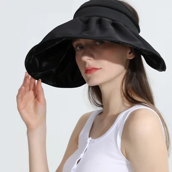 Kap Gorras Кепка Yeni Katlanabilir Kadın Yaz Kap Büyük Ağız Açık Uv Boş silindir şapka Hepburn Tarzı Nefes Ayarlanabilir panama şapkası