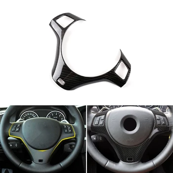 Karbon Doku Araba tasarım Iç direksiyon Paneli Anahtarı düğme kapağı Çerçeve Trim Için BMW 3 Serisi E90 2005-2012