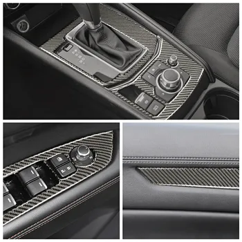 Karbon Fiber Çıkartmalar Vites Paneli Araba İç Dekoratif Kapak Trim Şeritler Çıkartması Mazda CX-5 2017 Araba İç Aksesuarları