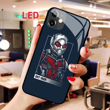 Karınca adam Aydınlık Temperli Cam telefon kılıfı İçin Apple iphone 13 14 Pro Max Artı mini Lüks Moda RGB LED Aydınlatmalı yeni kapak