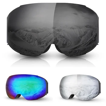 Kayak Gözlüğü UV400 Anti-sis Çift Katmanlar Kayak Kar Araci Gözlük Ayrılabilir Kayak Erkek Kadın Kar Snowboard Paten Gözlük
