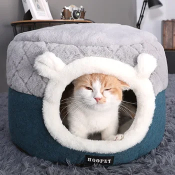 Kedi Yatak Mat Yumuşak Sıcak Pet Kedi Evi Yatıştırıcı Kedi köpek yatağı Kedi Oturma Ev Köpek Uyku Peluş Yuva Mağara Pet Mat Malzemeleri