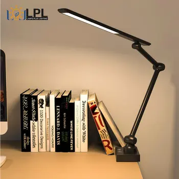 Kelepçeli LED Masa Lambası, Göz Bakımı Kısılabilir Okuma Lambası, 3 Renk Modu Salıncak Kolu Lambası, USB Klipsli Masa Lambası, Günışığı Lambası