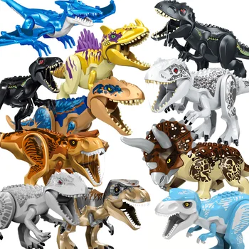Kilitleme Blokları Dinozorlar Tyrannosaurus Rex Wyvern Velociraptor Stegosaurus oyuncak inşaat blokları Çocuklar İçin