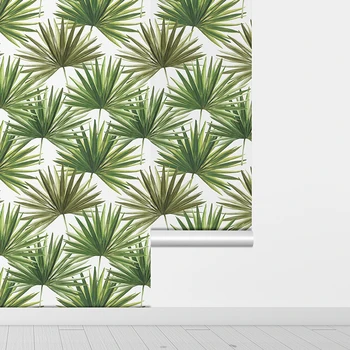 Klasik Taze Yeşil palmiye Yaprakları Çıkarılabilir Duvar Kağıdı Zarif Kendinden Yapışkanlı Fan Palmiye Dolabı Çıkartmalar Eğlence PVC Odası Dekor Kağıdı
