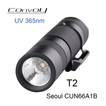 Konvoy T2 UV 365nm Ultraviyole El Feneri Linterna Mini Fener AA Flaş meşale ışık Floresan Ajan Algılama ışığı