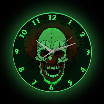 Korku Korkunç Joker Palyaço Katil Neon Burcu Gece Lambası duvar saati Adam Mağara Yatak Odası Korku led duvar saati Başucu Gece Lambası