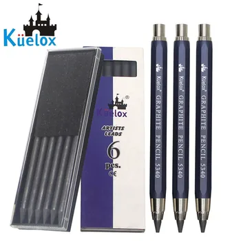KUELOX Kroki Otomatik Kalem 5.6 mm Metal Çubuk Basın Tipi Aktif Çekirdek 5340 Kroki Kalem 2B / 4B / 6B Dolum Sanat Malzemeleri