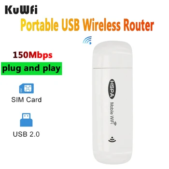 KuWfi 3G 150Mbps Taşınabilir USB Kablosuz Yönlendirici Mobil Hotspot Sım Kart Kablosuz WiFi Taşınabilir wifi güvenlik cihazı Araba Ofis Ev İçin