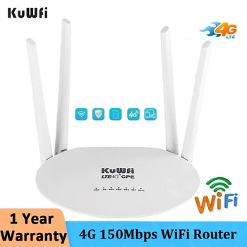 KuWFi 4G Yönlendirici Wifi 150Mbps Kablosuz CPE sim kartlı router Unlocked Ev Hotspot ile 4 Adet Harici Anten 32 Kullanıcı