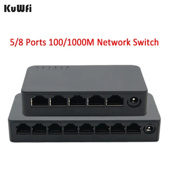 KuWFi 5/8 Port Gigabit Anahtarı 1000Mbps Masaüstü Ağ Hızlı RJ45 Ethernet Değiştirici RJ45 Lan Hub Anahtarı Yönlendirici / IP Kamera