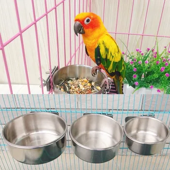 Kuş Besleme Havzası Paslanmaz Çelik Besleyici Su Havzası Papağan Besleme su sebili Anti Devrilme Kuş Kafesi Aksesuarları