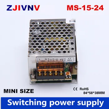 Küçük Hacimli Tek Çıkışlı mini boy Anahtarlama güç kaynağı 24 V 0.6 A ac-dc LED smps 15 w çıkış Ücretsiz kargo MS-15-24