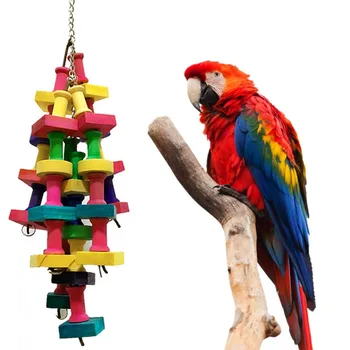 Küçük / Orta / Büyük Papağan Yapı Taşları Gökkuşağı Renkli Pet Urgan Oyuncak Güvenli Zararsız Kuş Çiğneme Sahne Pet Çiğnemek Şiş
