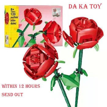 Küçük Parçacıklar İle Uyumlu 40460 Monte Çiçek Gül Serisi Yetişkin Kız Arkadaşı Hediye gül çiçekleri Yapı Taşı Buket
