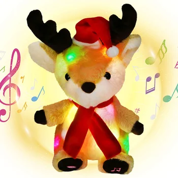 Kış Yeni Elk müzikli oyuncak bebekler Dekoratif lamba kız yatak odası gece ışıkları Santa Noel Peluş Gigantes Baratos Projeksiyon