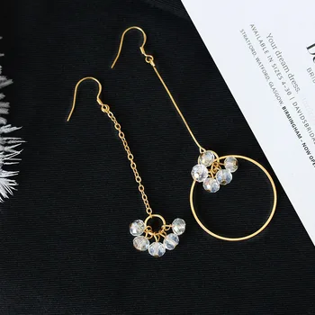 LATS Yeni Püskül Kristal Küpe Göz Kamaştırıcı Çiçekler Asimetrik Küpe Kadınlar için Hoop Küpe moda takı