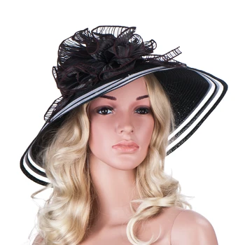 Lawliet Yeni stil Kadın Elbise Kilise Düğün Kentucky Derby Geniş Ağız Saman Yaz plaj şapkası kadınlar için A115