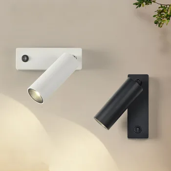 Led duvar ışıkları Anahtarı Ve Led Spot Moda Beyaz Siyah 5W Duvar lamba aksesuarı Ayarlanabilir Rotasyon Otel Gece Kitap Lambası