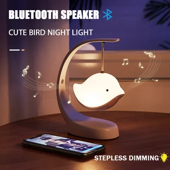 LED Gece Lambası bluetooth hoparlör USB Çok Renkli Kademesiz Karartma Sevimli Kuş Lambası Bebek Çocuk Çocuklar İçin Yatak Odası Dekorasyon Hediye