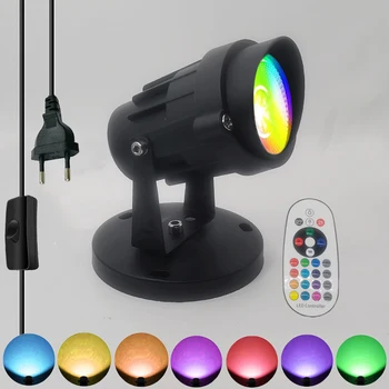LED kapalı Spot ışık renk değiştirme Dim RGBW Spot uzaktan kumanda ile 110V 220V Ev oturma odası dekoratif lamba