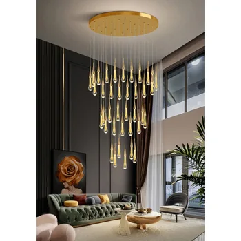 LED kolye lamba Lüks İskandinav modern Uzun Kristal Merdiven Asılı Ev Dekor Büyük Villa Koridor mutfak ışığı
