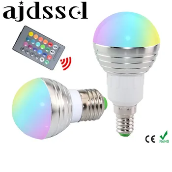 LED RGB Ampul lamba E27 E14 AC85-265V 5 W LED RGB Spot dim sihirli Tatil RGB aydınlatma + IR Uzaktan Kumanda 16 renkler
